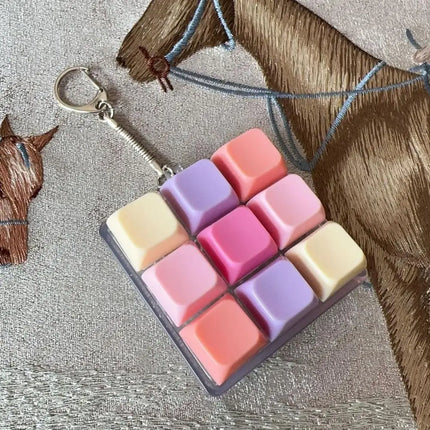 Keyboard Keycap Fidget Keychain Macaron Crystal Clicker Toy Stress Relief Fingertip Gadget,Decompression Keys Button for Adult