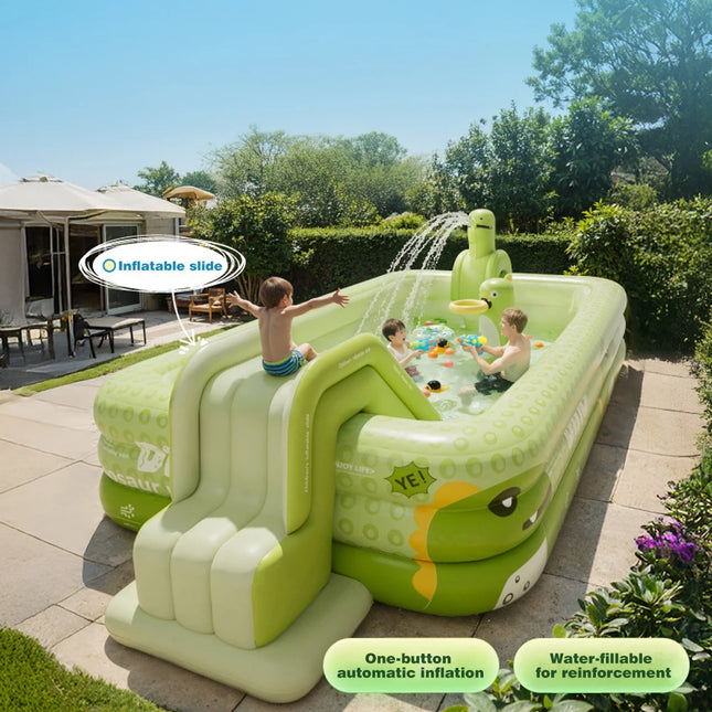 Kids Inflatable Slide with Detachable Swimming Pool Anti-Tip Over Stable Design Indoor and Outdoor Fun Inflatable Play Toy