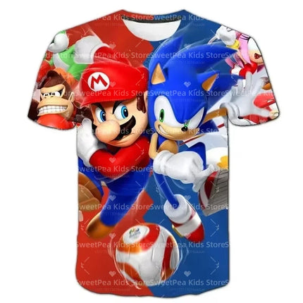 2026 New Anime Super Mario T Shirt Summer Fashion Casual T-shirt Boy Girl Unisex Children's Clothing T Shirt Ventilate Tops