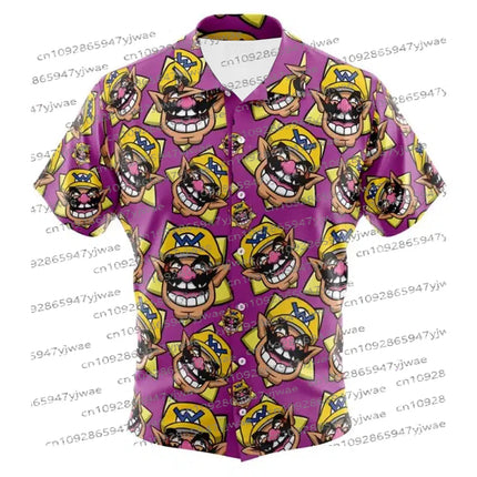 Yoshi Super Mario Bros Button Up Hawaiian Shirt Men's Beach Causal Short Sleeve Shirt Hawaiian Shirt Summer Men's Vacation Shirt