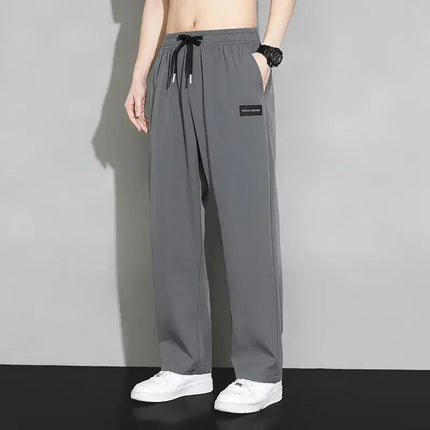 Trousers Straight Plain Wide Leg Draped Thin Male Sports Pants Summer Sport Slacks Xxl Jogger Big Tall Man Men's Sweatpants