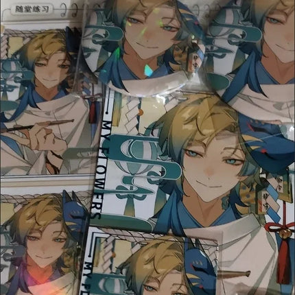 6Pieces Anime Lucky Gift Bag Cartoon Michael Kaiser Collection Bag Keychain Laser badge LOMO Card Postcard Laser Card Toy Gift