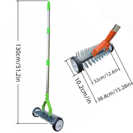 Manual Roller Weeder Grass Chopper Multi-functional Lawn Rake Leaf Rake Garden Soil Loosener With Wheels