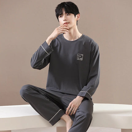 Men's Pure Cotton Spwear Long Sve Autumn Winter Home Clothes Set Can Be Worn outside Casual Sle Printed with kets