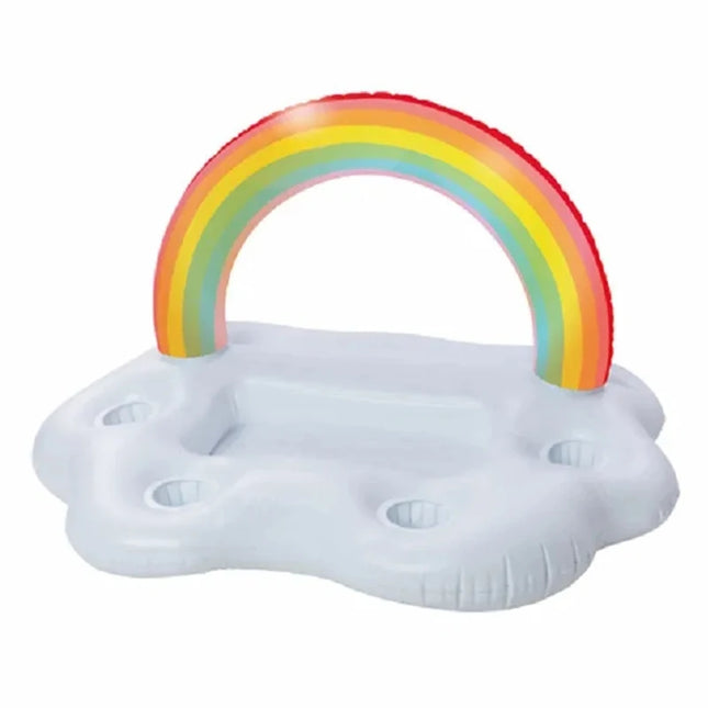 Summer Rainbow Inflatable Toys Beer Drinking Cooler Table Bar Tray Beach Swimming Pool Party Float Inflatable Ring Water Toy