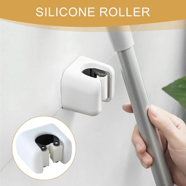 1/2/4pcs Wall Mounted Mop Clip Holder Bathroom No-Punching Mop Brush Broom Holder Rack Kitchen Organizer Holder Hook Accessories