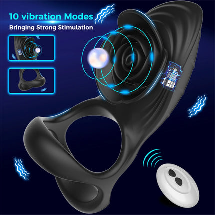 Rose Lock Ring Vibrator for Men,delayed Ring for Masturbation,stimulating Penis and Prolonging Orgasm,adult Products for Couples