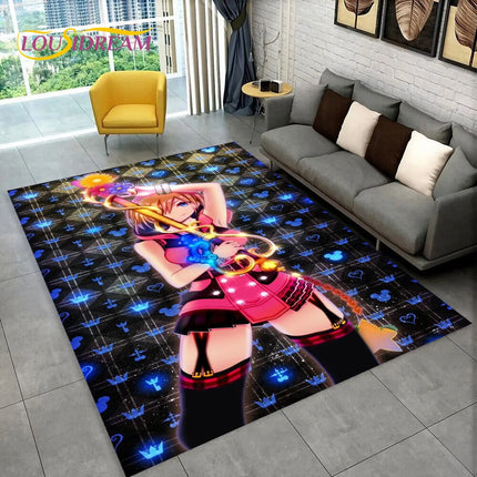 3D Cartoon Kingdom Hearts Game Carpet Rug for Home Living Room Bedroom Sofa Doormat Decor,kids Play Area Rug Non-slip Floor Mat