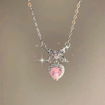 New Wine Red Cherry Gold Color Pendant Necklace For Women Personality Fashion Necklace Wedding Jewelry Birthday Gifts