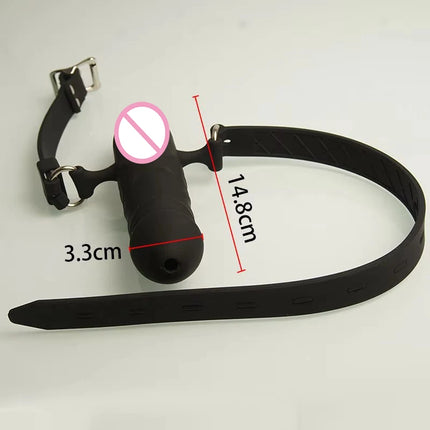 100% Silonce Mouth Gags,BDSM Penis Dildo Gags Double-Ended ,Bondage Restraints,Sex Toys for Couples,Adult Games