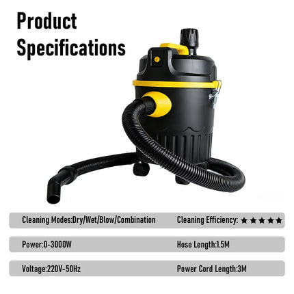 22L High-Power Vacuum Cleaner for Car Home Commercial Use Wet And Dry Large Suction Dust Collector Machine Shop Vacuum Bucket