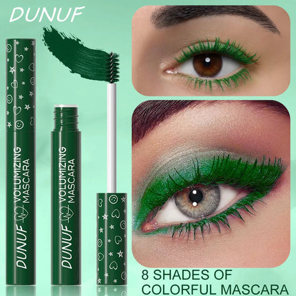 2pcs Green Purple Slender Curly Mascara, Color Mascara Waterproof Not Easy To Smudge, Portable Fine Brush Head，Holiday Makeup