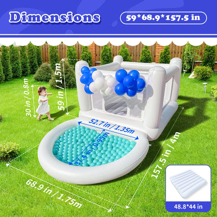 Sold out White Bounce House with Pump Kids Ball Pit Bounce House for Kids 3-6 Birthday Indoor or Outdoor Playhouse Customization/Halloween decorations