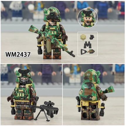 WM6147 WM6168 WM6169 Military Series SWAT Special Forces Building Block Commando Soldier City Police Cap Mini Action Figure Toys