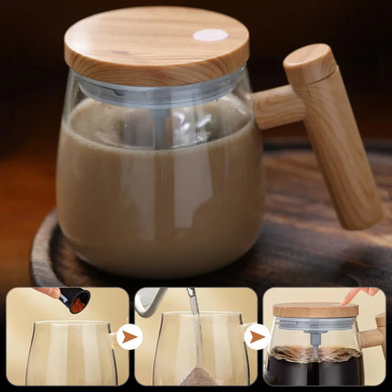 400ml Electric Self Stirring Coffee Cup Waterproof Glass Mug with Automatic Protein Powder Mixing Function