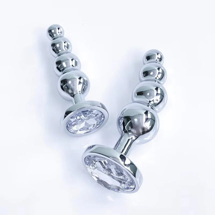 2 sizes Four ball metal pull bead anal plug gem base anal plug g-spot massage sexual health adult sex sex toys