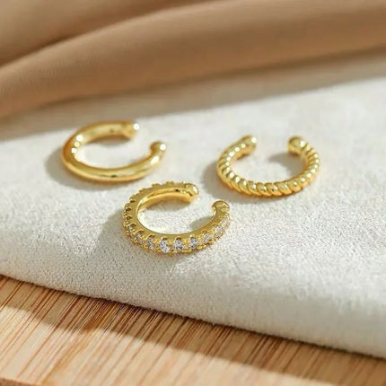 LATS Clips Earrings for Women Unisex Minimalist Fashion Cartilage Hoop Earings Set Ear Cuff Fake Piercing Clip on Ear Jewelry
