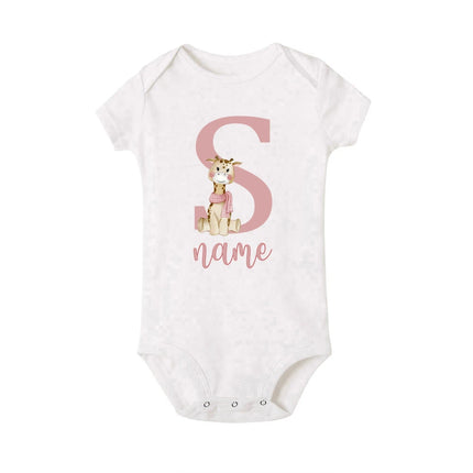 Personalized Baby Bodysuit Initial with Name Newborn Wild One Romper Deer Printed Clothes Baby Girls Clothes Infant Shower Gift