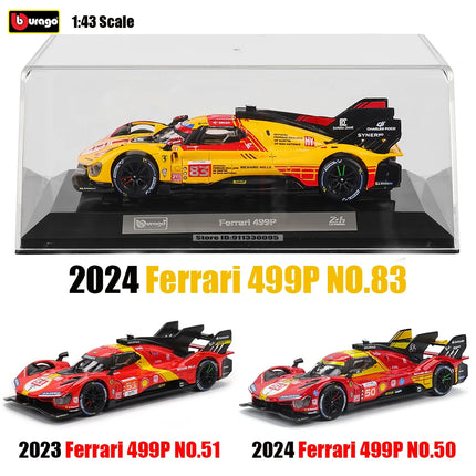 Bburago 1:43 Le Mans Ferrari 499P 2024 488 250 512 Alloy Luxury Vehicle Diecast Pull Back Cars Model Toy Collection Gift