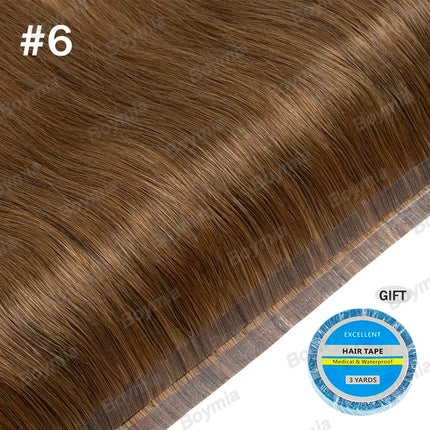 Tape In Weft Hair Extensions Human Hair PU Long Weft Tape In Hair Extensions Real Human Hair Silky Easy to Use Remy 12-20 inch