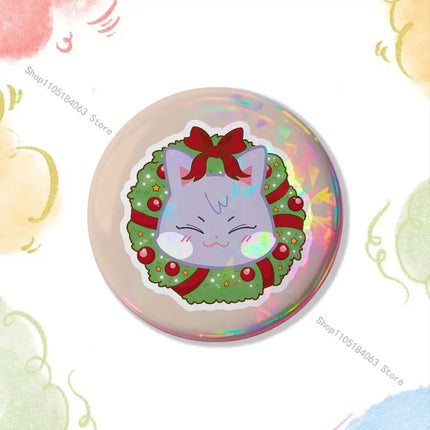 Cartoon A-ANITEEZS-S Cute Laser reflective round badges pins bag clothing decorations collectibles gifts for friends