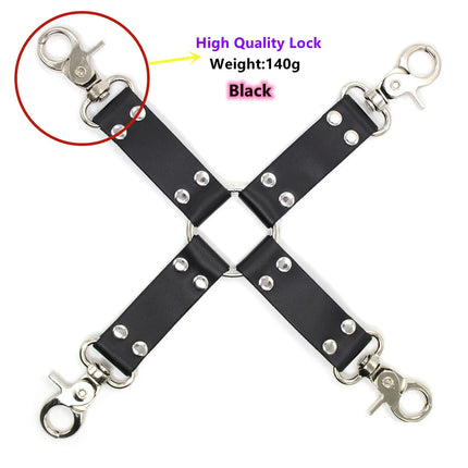 Bdsm Bondage Leather Strap Rope of Restraints Handcuffs with Cross Harness Lock for Fetish Adults Sex Games Erotic Accessories