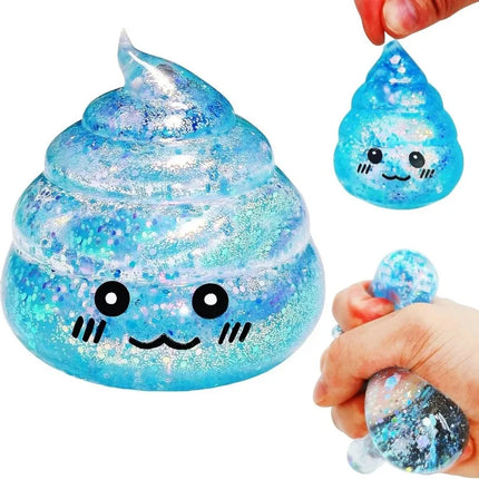 Novelty Squishy Poo Stress Ball Squishies Toys Glitter Funny Stretch Squeeze Fidget Toys for Kids Adults Fool's Day Prank Gift
