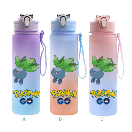750ML Pokemon Gradient Color Plastic Drinking Bottle Water Bottle Hiking  Outdoor Large Capacit Portable Drink Bottles Cup