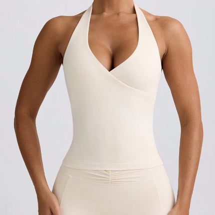Women's Beautiful Back Nude Feeling Shock-absorbing Gathering Anti Sagging Fitness Sports Vest Suspender Neck Hanging Yoga Bra