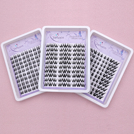 10Rows Cluster False Eyelashes Voluminous Fluffy Thick Natural Curling Lash Manga Eyes，Anime Lash Style，Suitable for Beginners