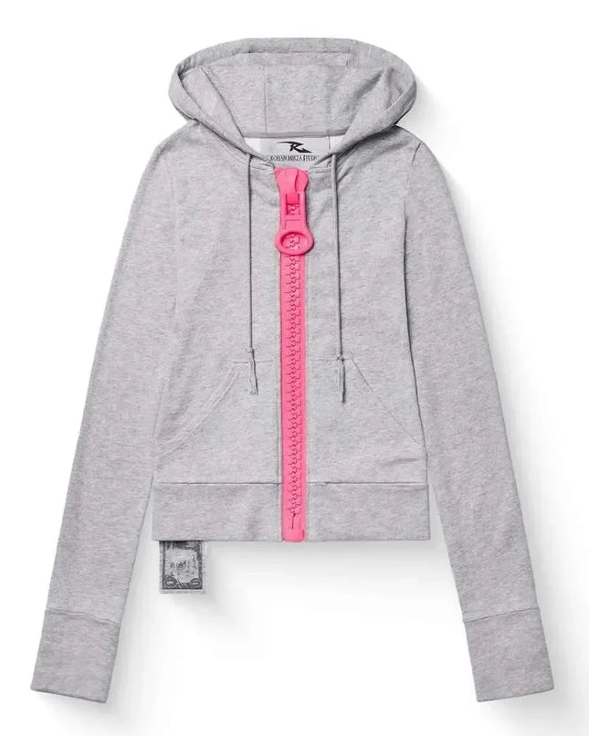 Vintage New Women Street Style Large Zipper Sports Hoodie Y2K High Street Harajuku Slim Fit Men and Women Top