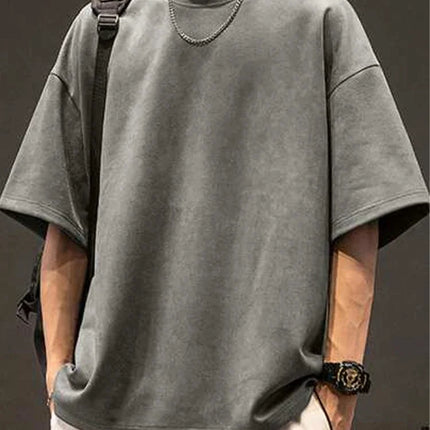 Suede T-shirt Fashion Hip Hop Streetwear Anti-wrinkle Short Sleeve Suede T Shirt Men Women Loose Harajuku Summer Casual Tee Top