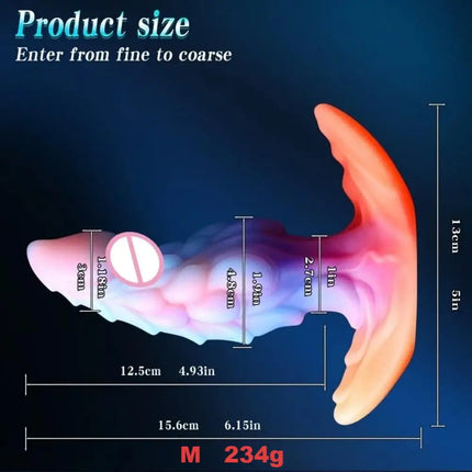 Fluorescent Monster Dildo Anal Plug Wearable Soft Liquid Silicone Dual Channel Stimulation For Men Women Couples Adult Sex Toys