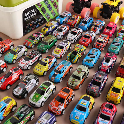 Xmas Set Kids Alloy Pull Back Car Toys Mini City Cartoon Inertia Racing Car Model Diecast Vehicle For Boys Girls Birthday Gift