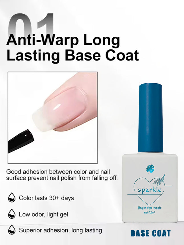 1/2/3PCS 12ML Soak Off Matte Top Base Coat for Nails UV Gel Polish Semi Permanent Functional Manicure Top Base Coat Varnish