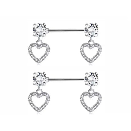 1Pair Pink Butterfly Nipple Piercing Jewelry Shiny Crystal Nipple Rings For Women Girls Heart Nipple Barbells Piercing Pezon