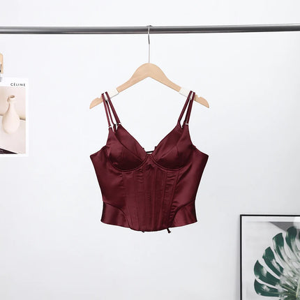 Sexy Double Layered Shoulder Straps Women Vest Elegant Backless Sleeveless Lace Up Female Top 2026 Spring Summer Lady Crop Tops