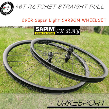 1355g 29er MTB Carbon Wheels 40T Ratchet Tubeless Koozer 350 Straight Pull Sapim UCI Approved Mountain Bicycle Wheelset 29