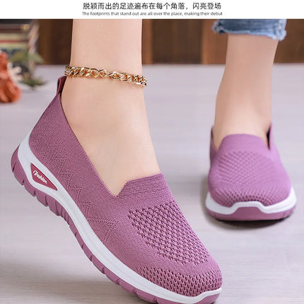 Women Walking Shoes High Quality Women Tennis Sneakers Fashion Lady Breathable Shoe Slip On Knit Upper Non Slip Workout 2025