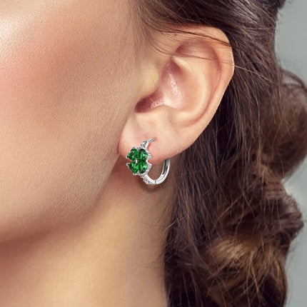 New in 925 Sterling Silver Lucky Clover Earrings for Women Girl Green Leaf Ear Studs Fine Jewelry Fashion Luxury Anniversary