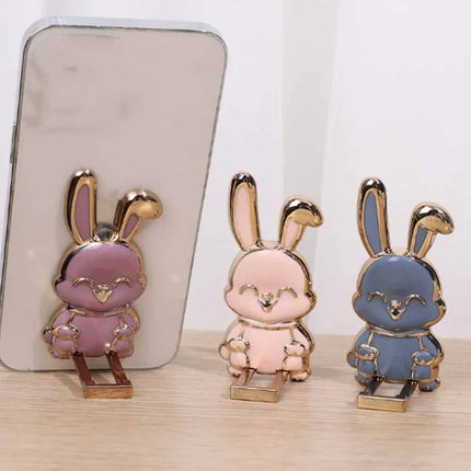 Cute ABS Bunny Finger Ring Holder Mobile Phone Holder Foldable Mobile Phone Mini Pull Rod Phone Back Sticker Pad
