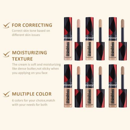 1pc full coverage concealer, waterproof, sweat proof, stain resistant, durable, creating a perfect skin makeup look