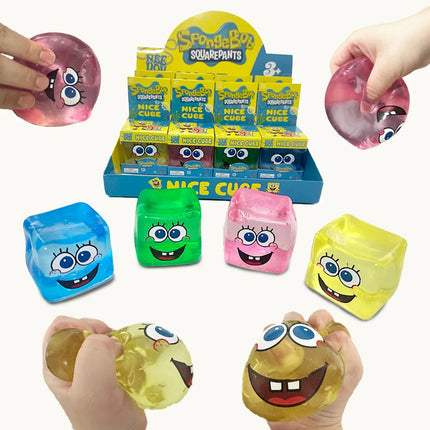 Nee Doh SpongeBob Squishy Toy, Stress Relief Toy, Squishy Vent Ball, Transparent Crystal Cube, Kids Stress Relief Gadget