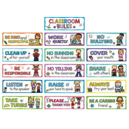 16 PCS Classroom Rules Bulletin Board Set Big Cards Classroom Decor Student Behavior Rules Developing Good Habits for Kid Child
