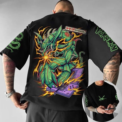 Summer Anime Pokémon Cosplay T-Shirt Cotton Short Sleeve Tops Casual Loose Retro T-Shirt Men Women Family Matching Outfits Tops