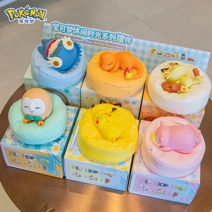 Pokemon Anime Action Figures Leisure Time Series Sleeping Position Ornament Pikachu Meowth Rowlet Model Toys Birthday Gift