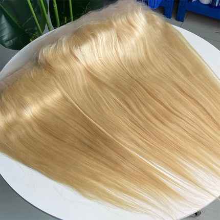 #613 Blonde 13x4 Lace Frontal Straight Pre Plucked Swiss HD Transparent 100% Brazilian Virgin Human Hair Full End