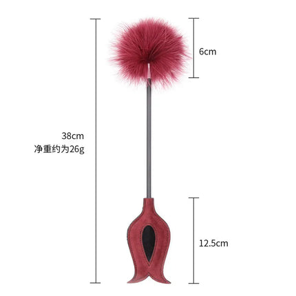 SM Flirt Tickle Erotic Feather with Fetish Punish Leather Spank Whip for Men Women Sex Blindfolded Stimulation Teasing Stick Toy