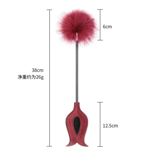 SM Flirt Tickle Erotic Feather with Fetish Punish Leather Spank Whip for Men Women Sex Blindfolded Stimulation Teasing Stick Toy