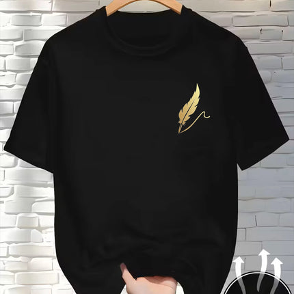 New Round Neck Running T-shirt Men Summer Thin Top Feather print Quick Dry Short Sleeve Breathable Fitness Sports T-shirt Wear